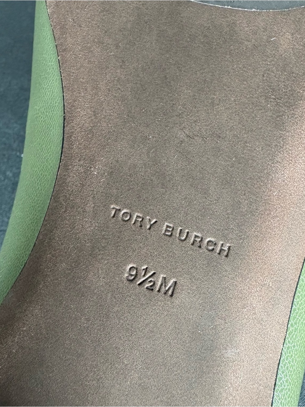 Tory Burch Georgia Square-toe Flat Green Smooth Ballet Flats Green Sz 9.5 M - Picture 9 of 9